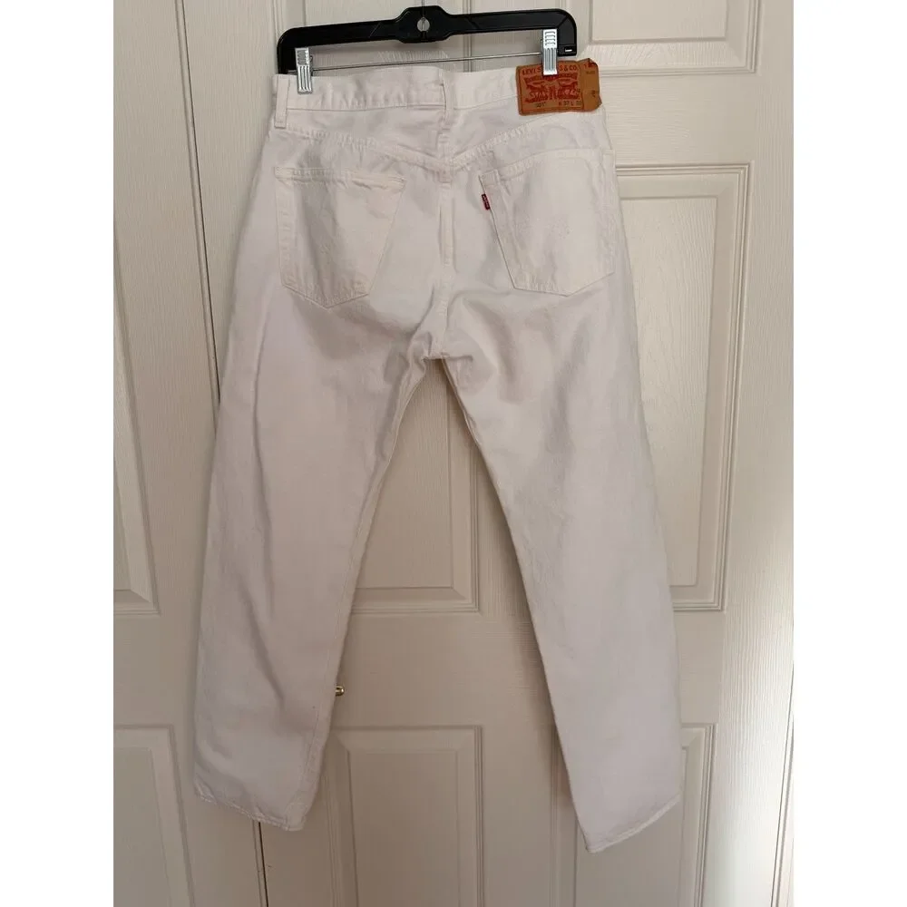 Levi's 501 Original Fit Jeans Mens 33x30 White Straight Leg Button Fly Cotton